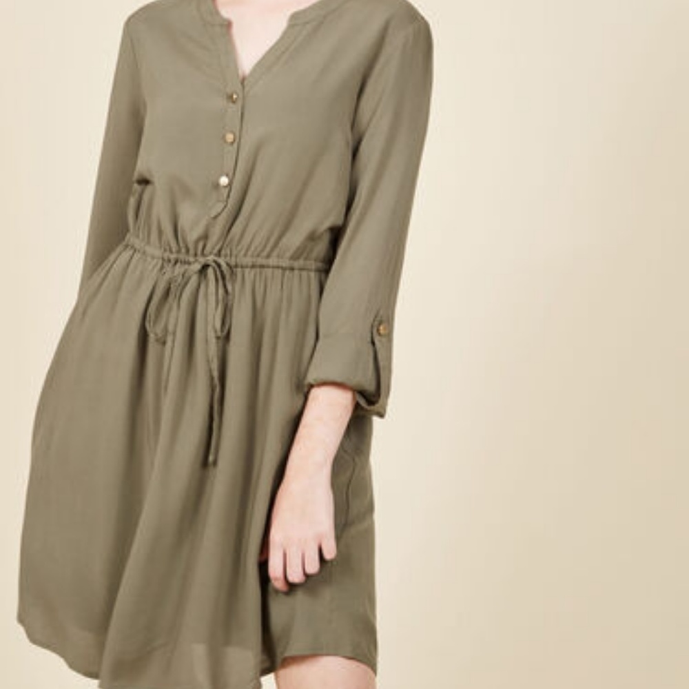 Modcloth Olive Shirt Dress